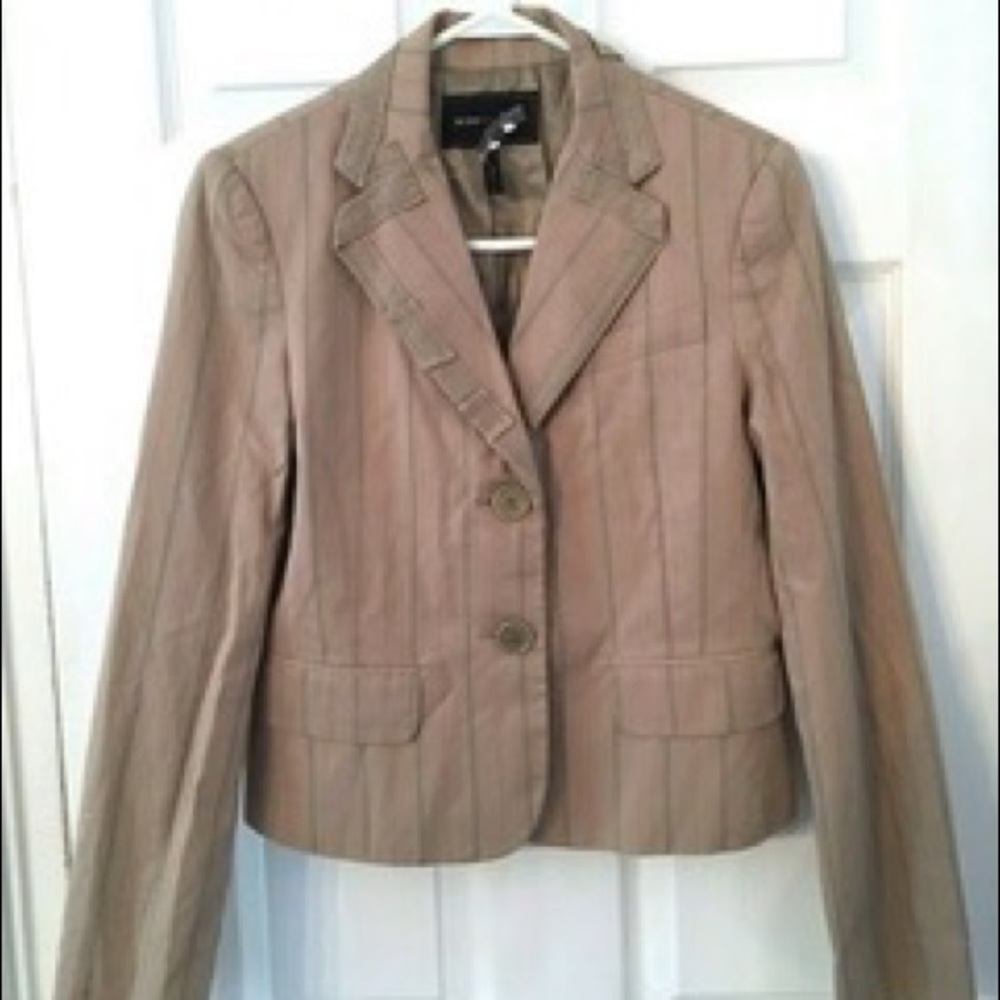 BCBG MAXAZRIA TAN PINSTRIPE PANT SUIT OUTFIT SMALL